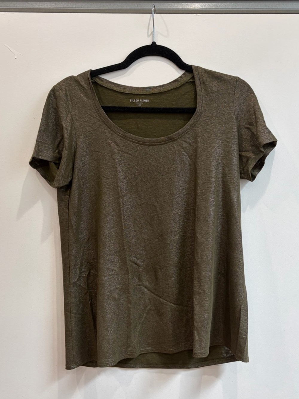 Eileen Fisher - Shimmery Green Linen Tee
